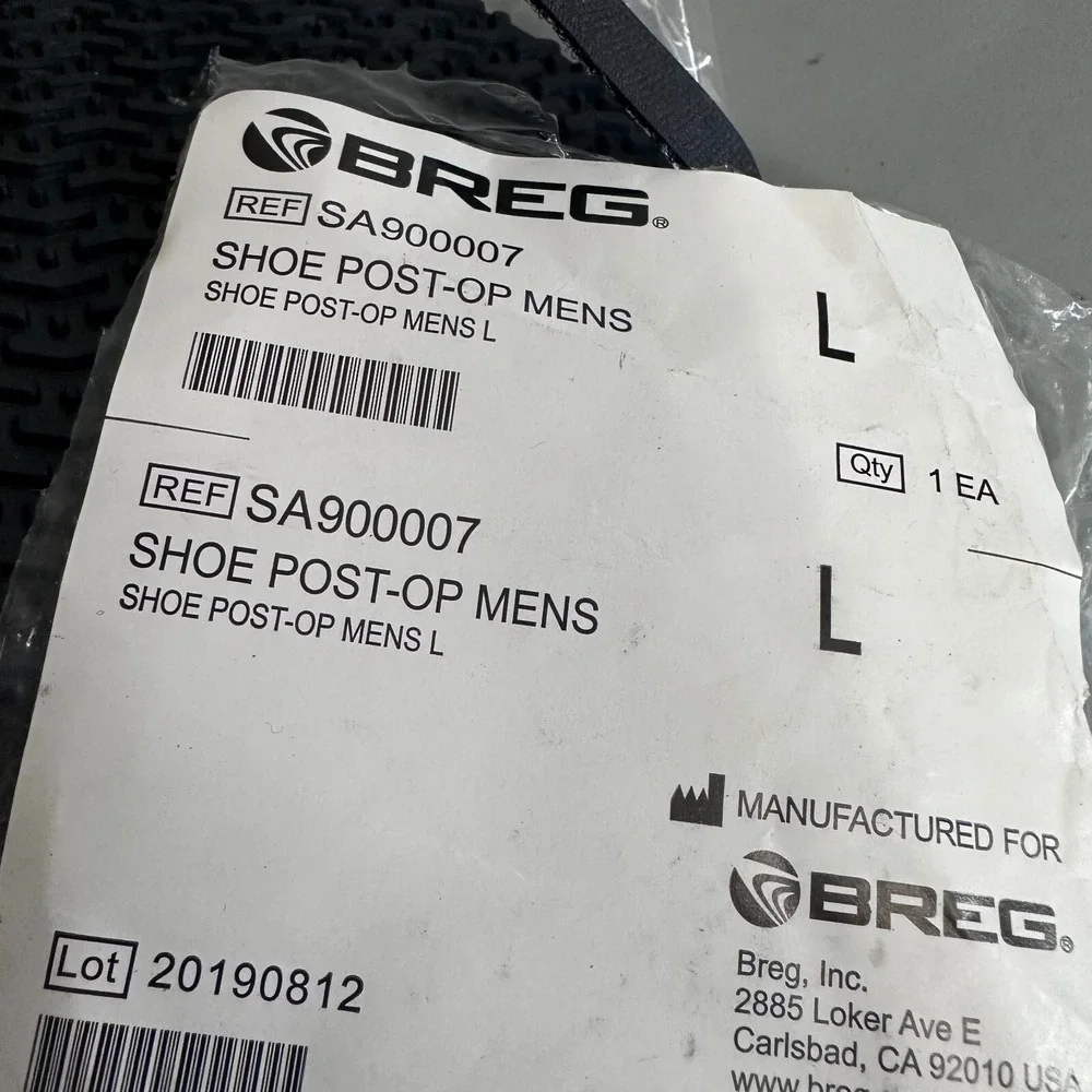 Breg Shoe Post-Op Mens Large Black Medical Recovery Surgical Footwear SA900007